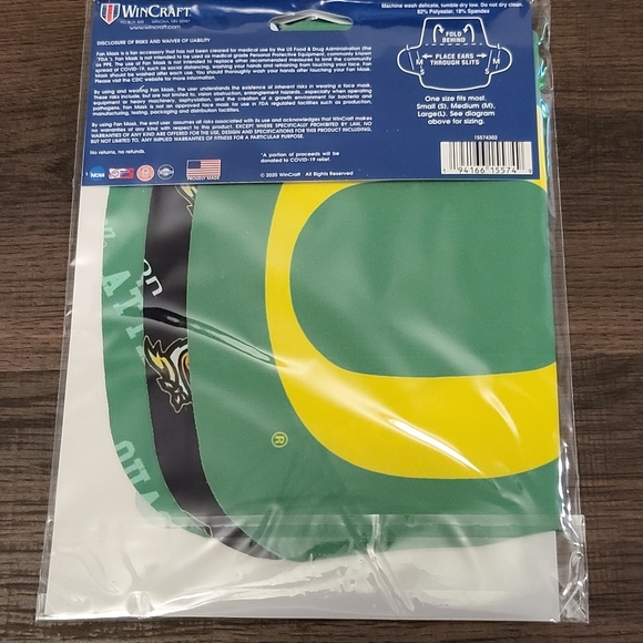 3 Pack Oregon Ducks Mask New and Sealed by Wincraft Adult OSFA  Face Covering - Picture 5 of 5